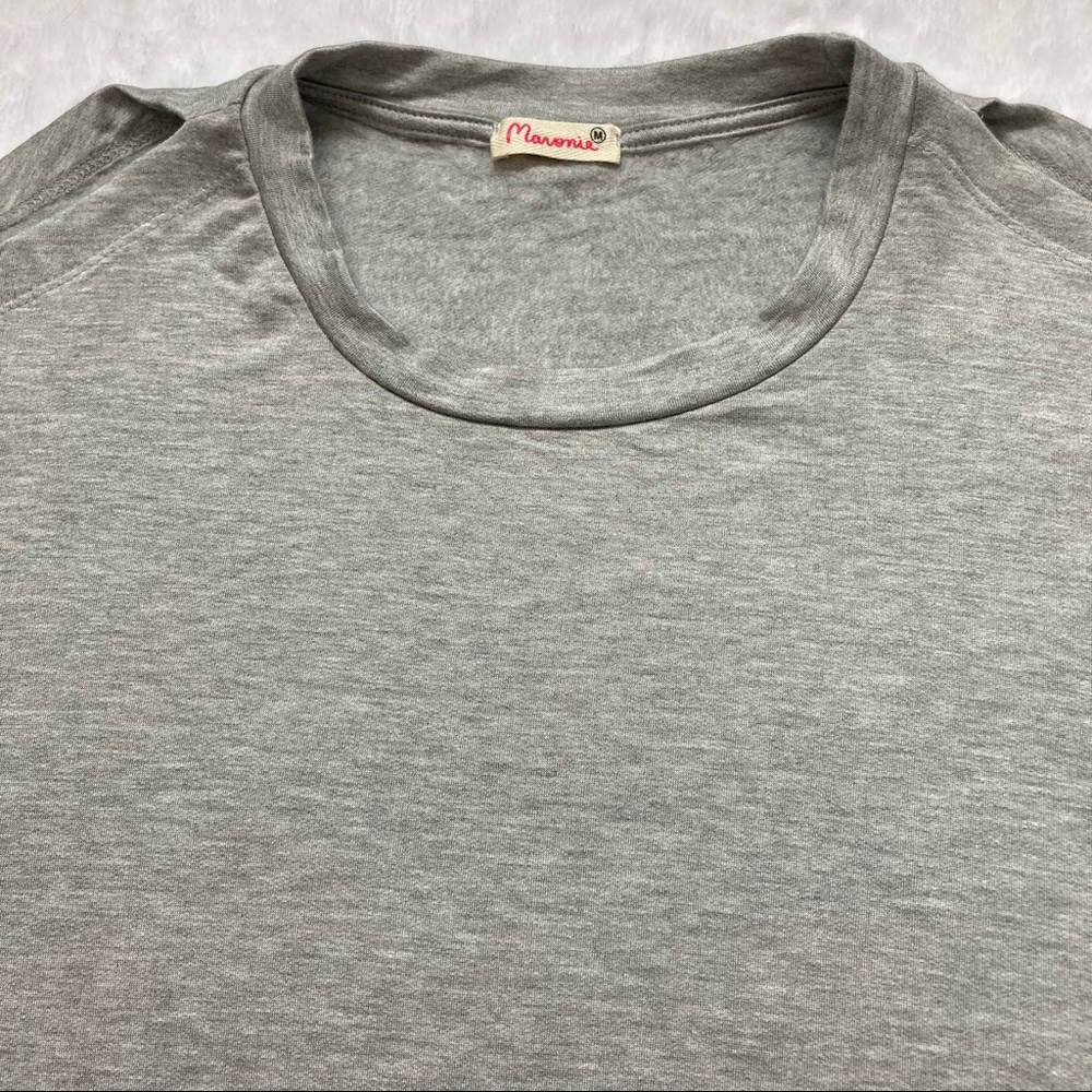 Gray Long Sleeve Cold Shoulder Top - Picture 7 of 7